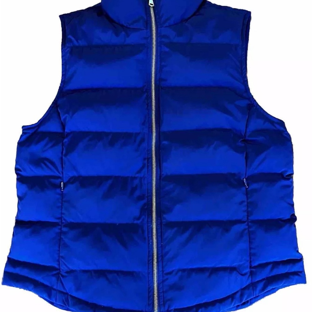 Talbots Petite Medium Full Zip Down Feather Puffer Vest Indigo